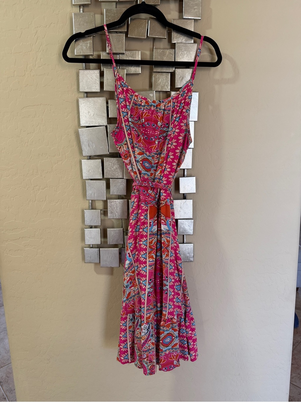 Pink Floral Paisley Sundress with Adjustable Straps